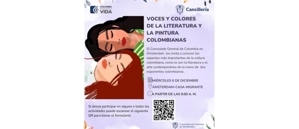 Consulado de Colombia en Ámsterdam invita a la actividad 'Voces y colores de la literatura y pintura colombianas'