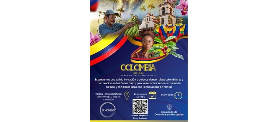 El Consulado de Colombia en Ámsterdam invita a personas con raíces colombianas que crecieron en los Países Bajos a reconectar con su herencia cultural